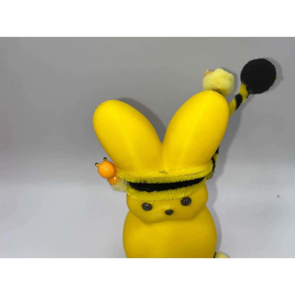 Large Yellow Bunny Peep Ninja Bumble Bee Peep Fluffy Pom Deb O. Originals OOAK - Picture 10 of 16